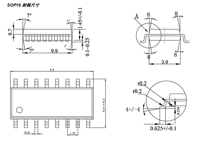 PL51WT020-SOP16 尺寸图